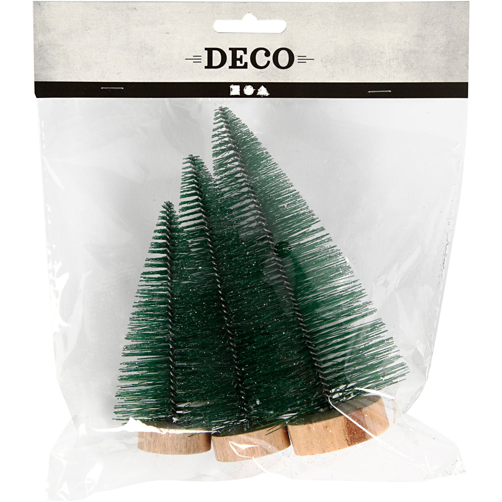 Creativ Company Weihnachtsbäume vielfältig mit hölzernem Stehen, 3st.