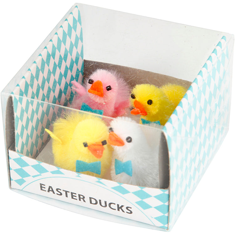 Creativ Company Enten, H: 50 mm, hellrot, weiß, gelb, 4 Stück 1 Box
