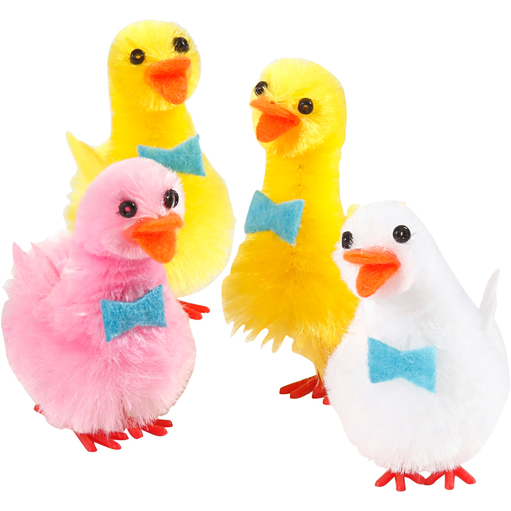 Creativ Company Enten, H: 50 mm, hellrot, weiß, gelb, 4 Stück 1 Box