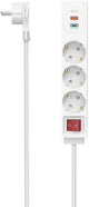 Hama 3-fach-Steckdosenleiste mit Schalter – 1x USB-A, 1x USB-C – 1,4 m. - weiß