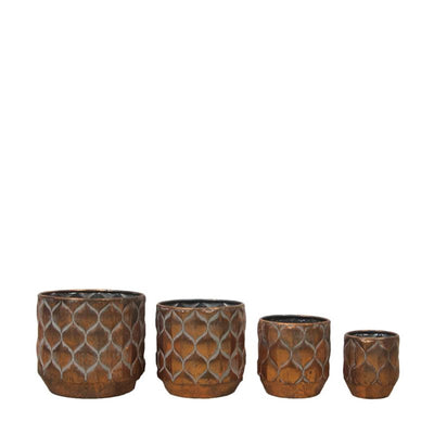Naturel Collections Blumentopf-Set 4-teilig aus Metall mit Kunststoff