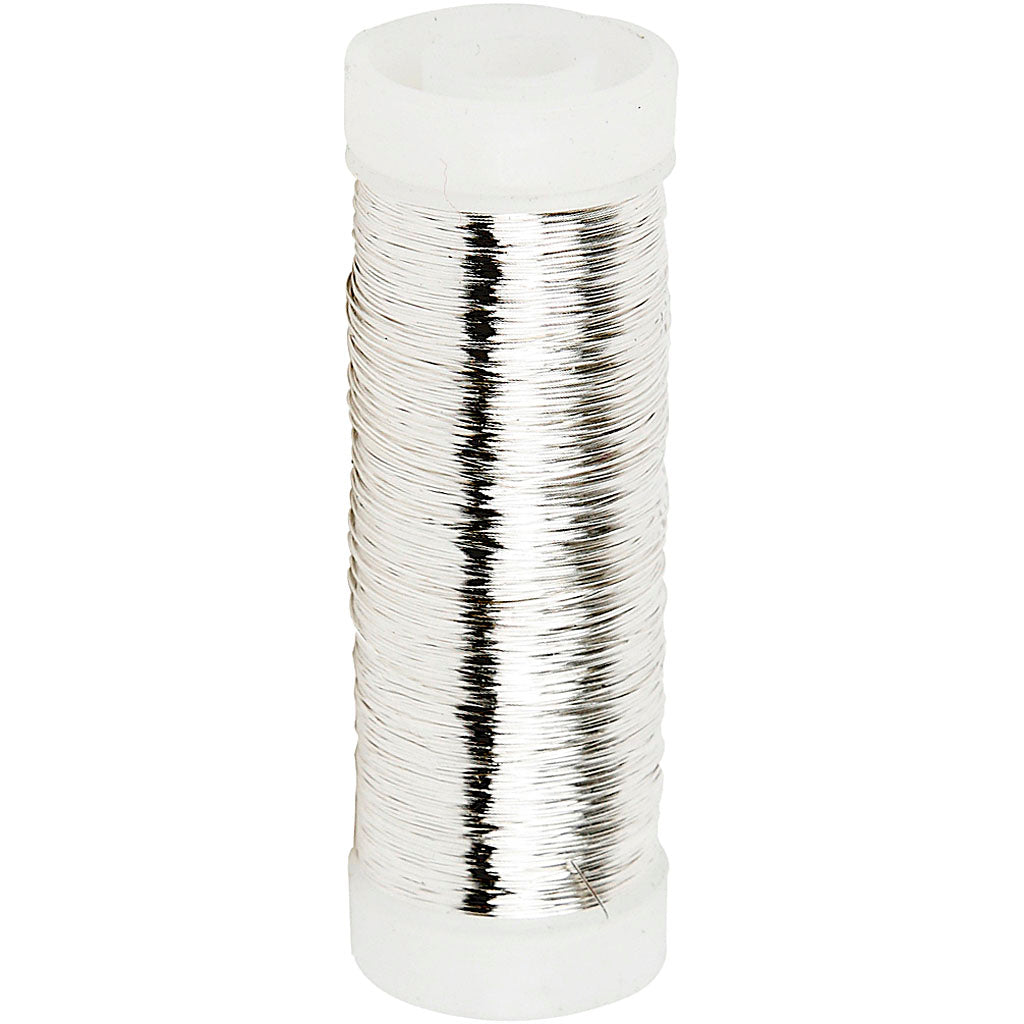 Creativ Company versilberter Draht, Stärke 0,2 mm, versilbert, 50 gr, 110 m 1 Rolle