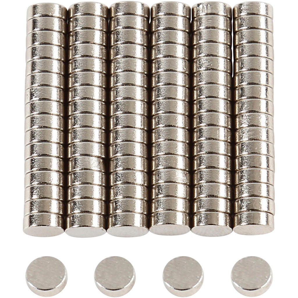 Creativ Company Kraftmagnete „NDFEB“, D 5 mm, Stärke 2 mm, 100 Stück 1 Karton