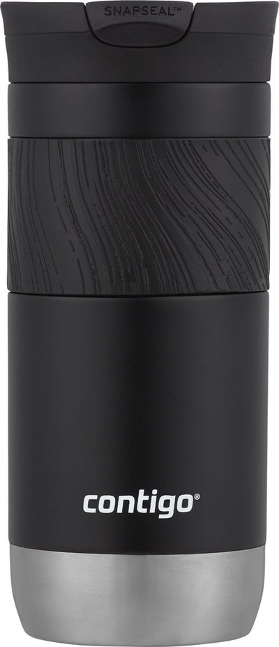 Contigo Byron Snapseal Thermobecher – Lakritze – 16oz – Edelstahl-Isolierbecher, Kaffeebecher zum Mitnehmen, auslaufsicher, hält bis zu 7 Stunden warm, spülmaschinenfest, BPA-freier Deckel, 470 ml
