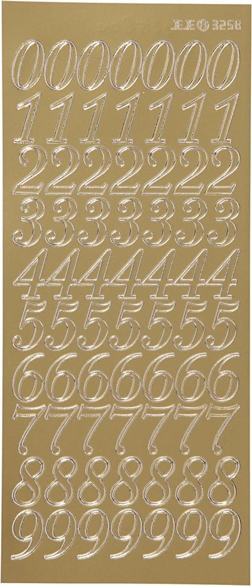 Creativ Firmenaufkleber, Zahlen, Blatt 10x23 cm, gold, 1 Blatt