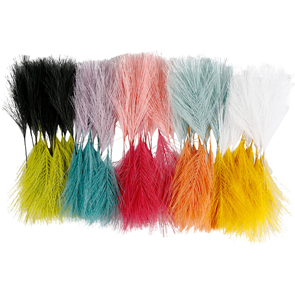 Creativ Company Kunstfedern, L: 15 cm, B: 8 cm, verschiedene Farben, 10x10 Box 1 Box