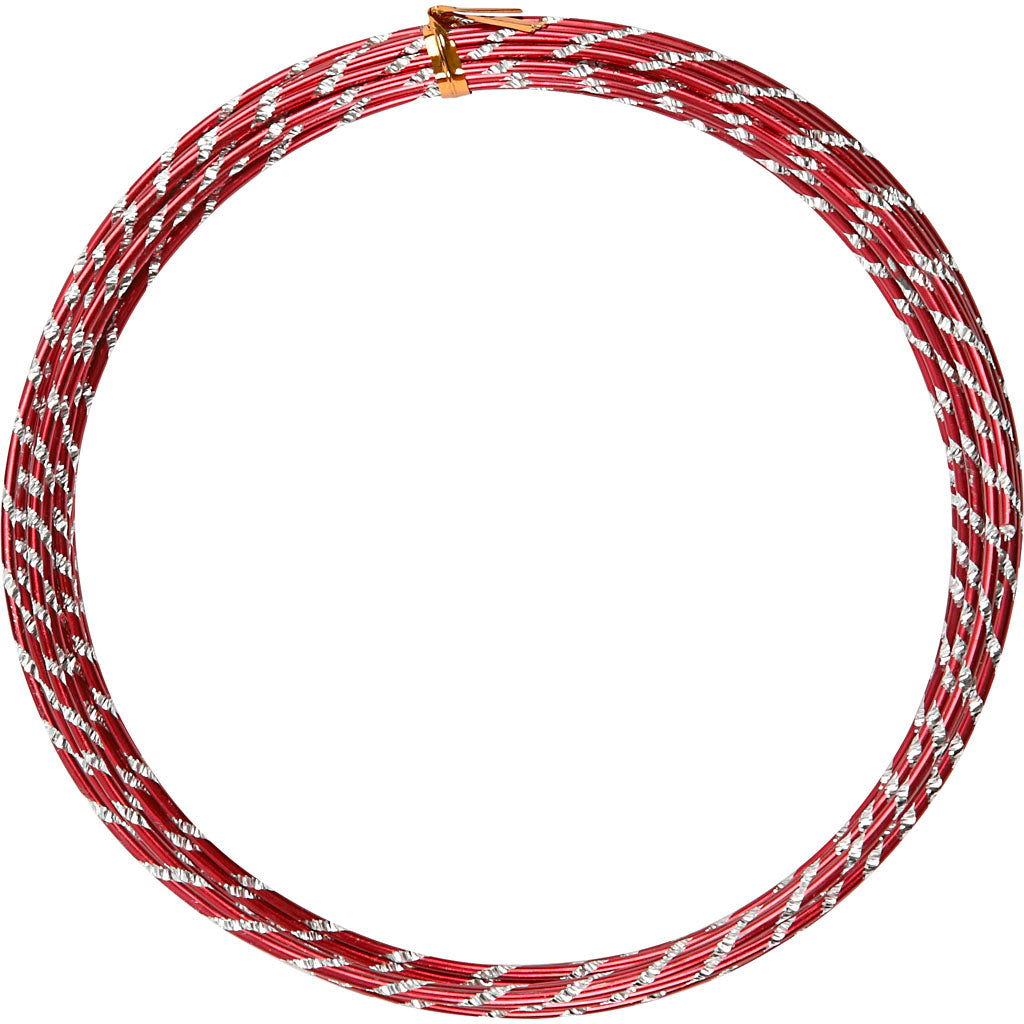Creativ Company Aluminiumdraht, diamantgeschliffen, Stärke 2 mm, rot, 7 m 1 Rolle