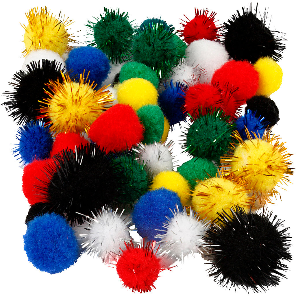 Creativ Company Pompons, D 15+20 mm, verschiedene Farben, 48 div. 1 Box