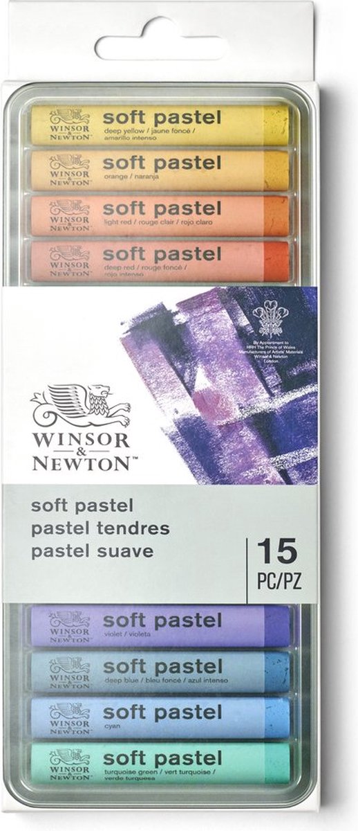 Winsor Newton 1790001 Soft Pastel Box – 15 Stück, Pastellkreide zum Zeichnen und Malen, hochpigmentiert, lichtecht