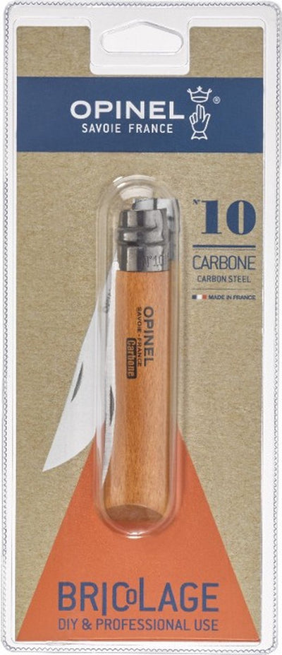 Opinel Nr. 10 Taschenmesser – Blister aus Karbonstahlholz