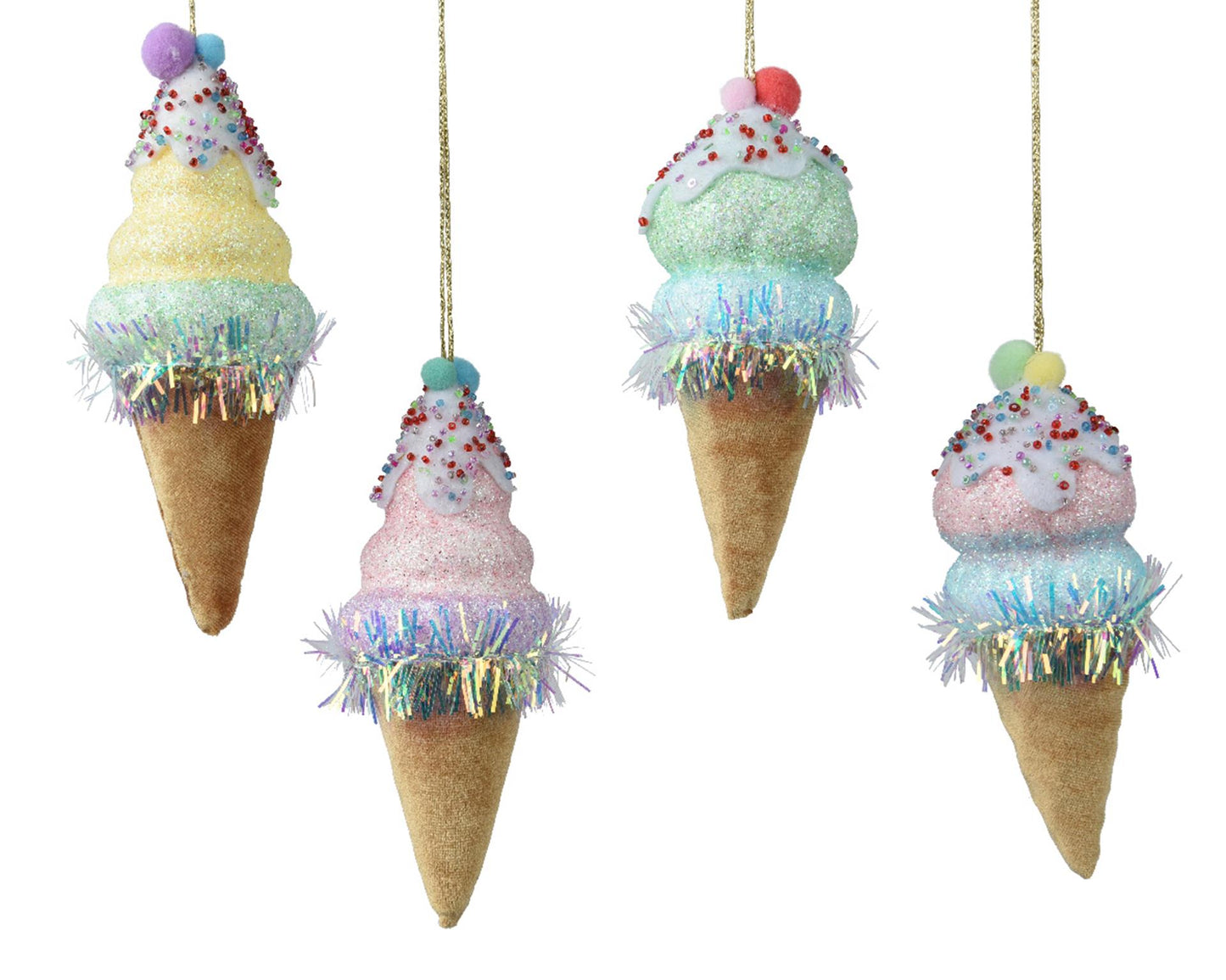 Decoris Weihnachtsanhänger Eistüte Samt 15cm