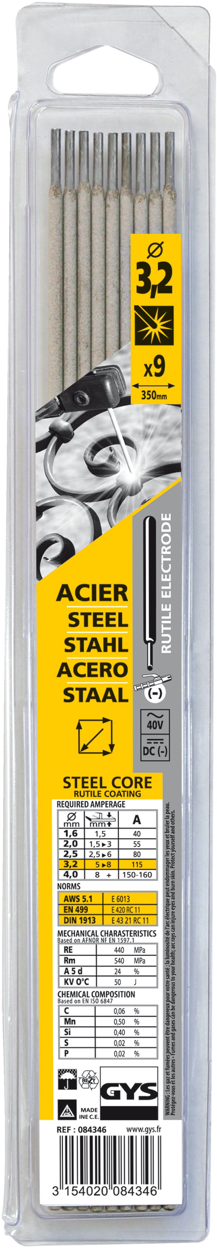 Gys-Elektroden Stahl Ø3,2 mm (x9) - 5193084346 5193084346