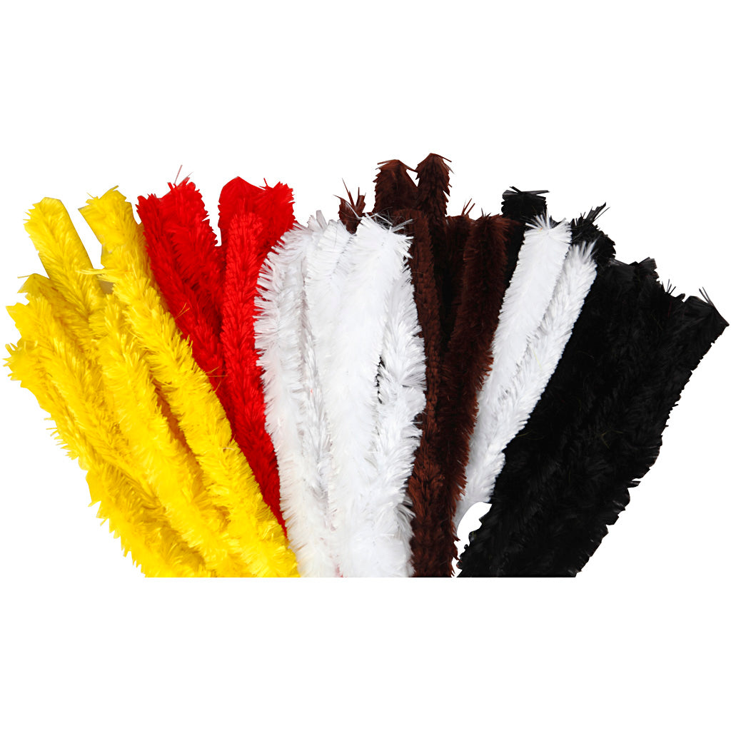 Creativ Company Chenille, L: 40 cm, Stärke 30 mm, verschiedene Farben, 48 Stück 1 Box