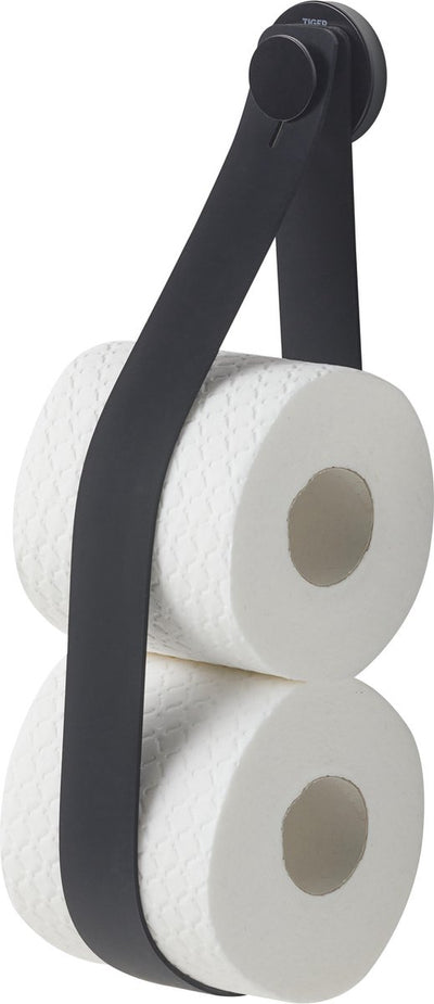 Tiger urban - Hängender Ersatzrollenhalter - Toilettenpapierhalter - Toilettenpapierhalter - ohne Bohren - Wandmontage - Bohren oder Kleben - Schwarz