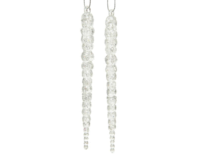 Decoris Weihnachtsanhänger Eiszapfen Glitzer 14cm 2 Stk.