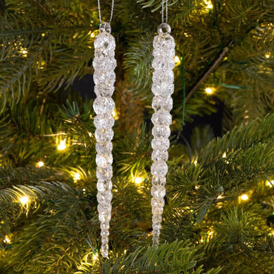Decoris Weihnachtsanhänger Eiszapfen Glitzer 14cm 2 Stk.