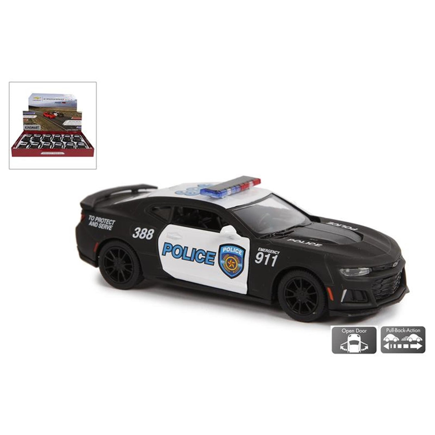 Kinsmart Camaro ZL1 Polizeiauto fährt 1:38 zurück