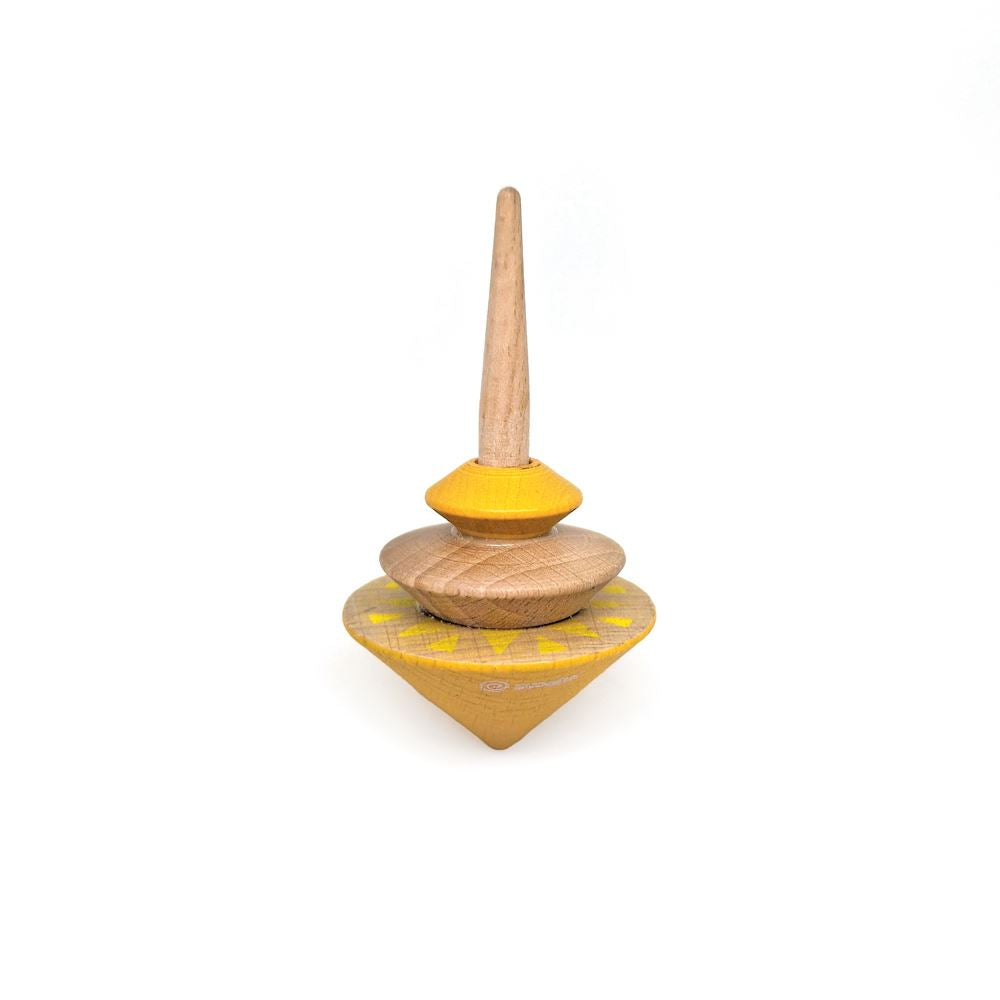 Holzkreisel Geom gelb. 8 x 5 x 15 cm. 5+