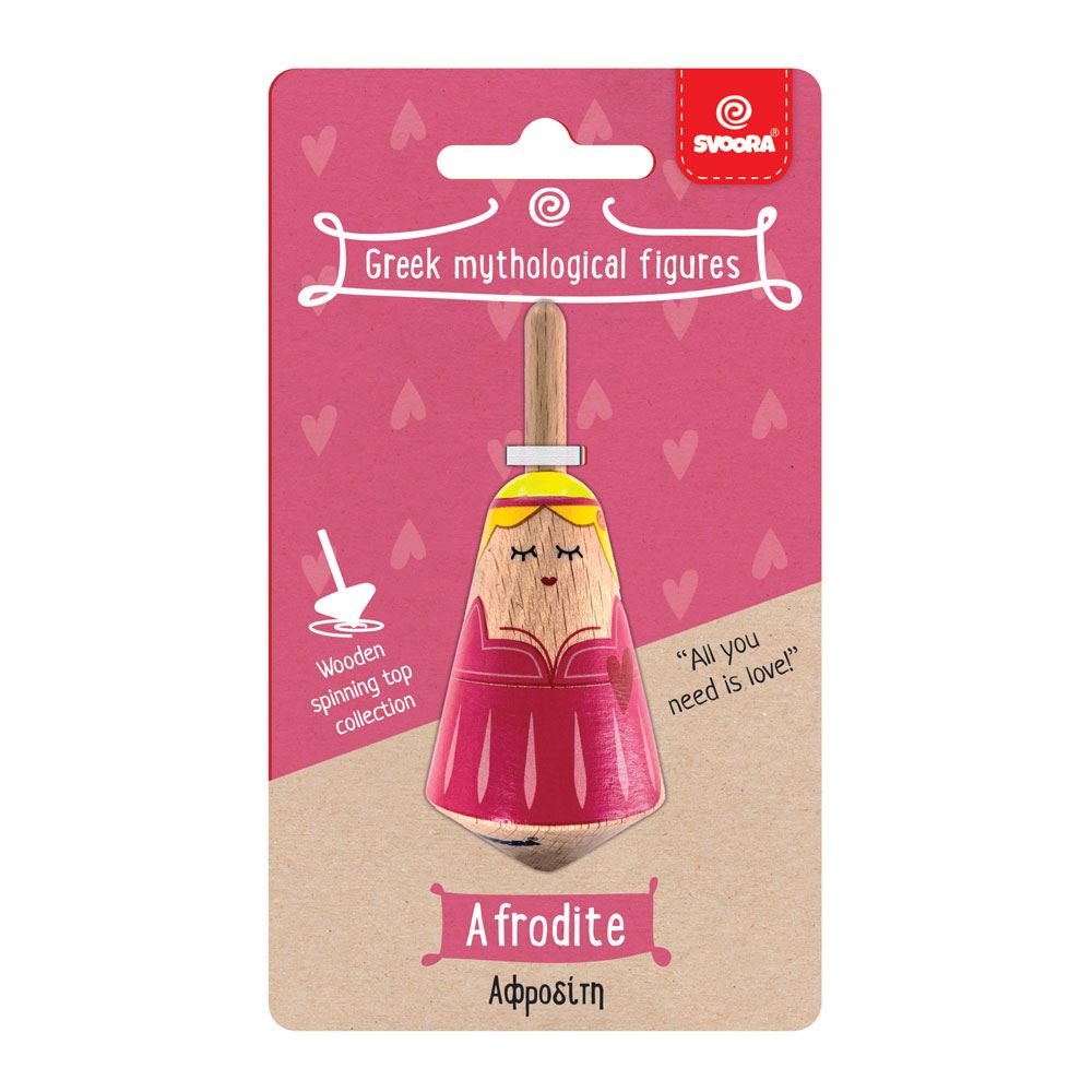 Griechischer Holzkreisel: Aphrodite. 3,5x3,5x8