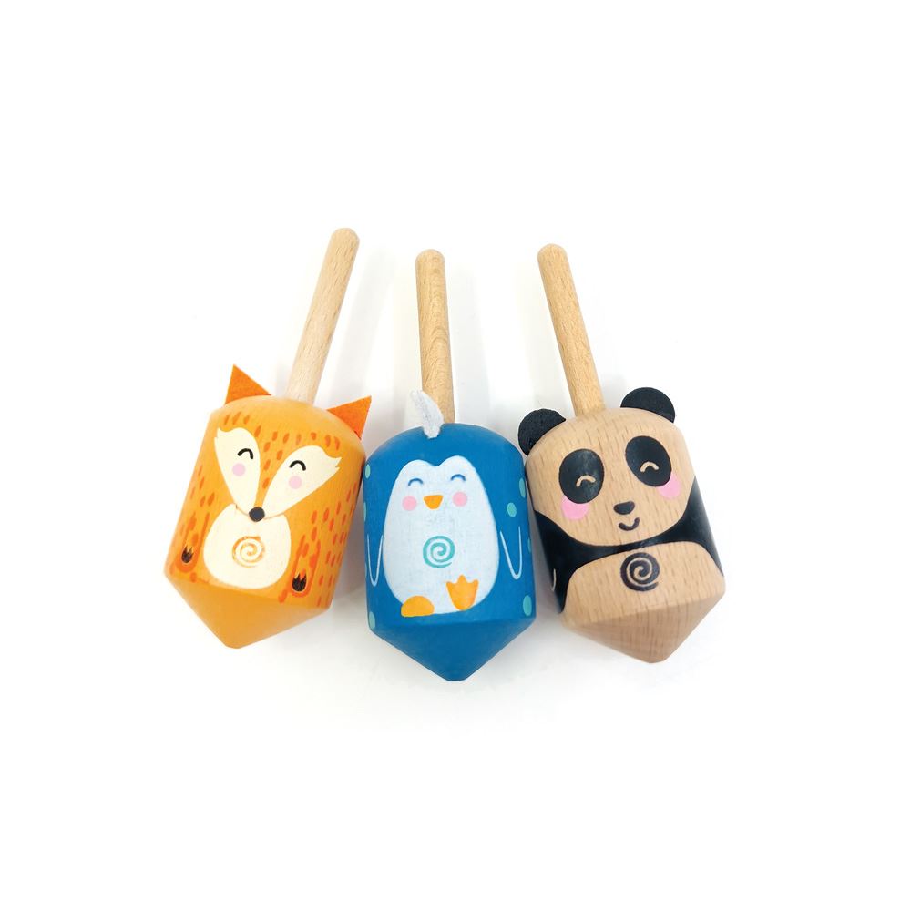 Dsp. Holzkreisel Panda, Fuchs und Pinguin. 2