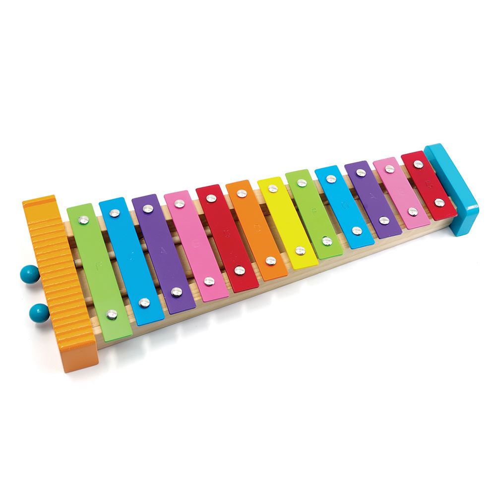 Xylophon aus Metall mit 12 Tönen. 3+