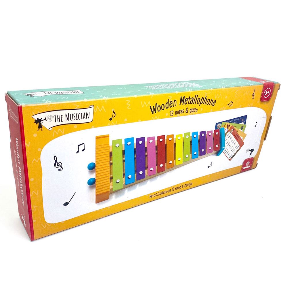 Xylophon aus Metall mit 12 Tönen. 3+