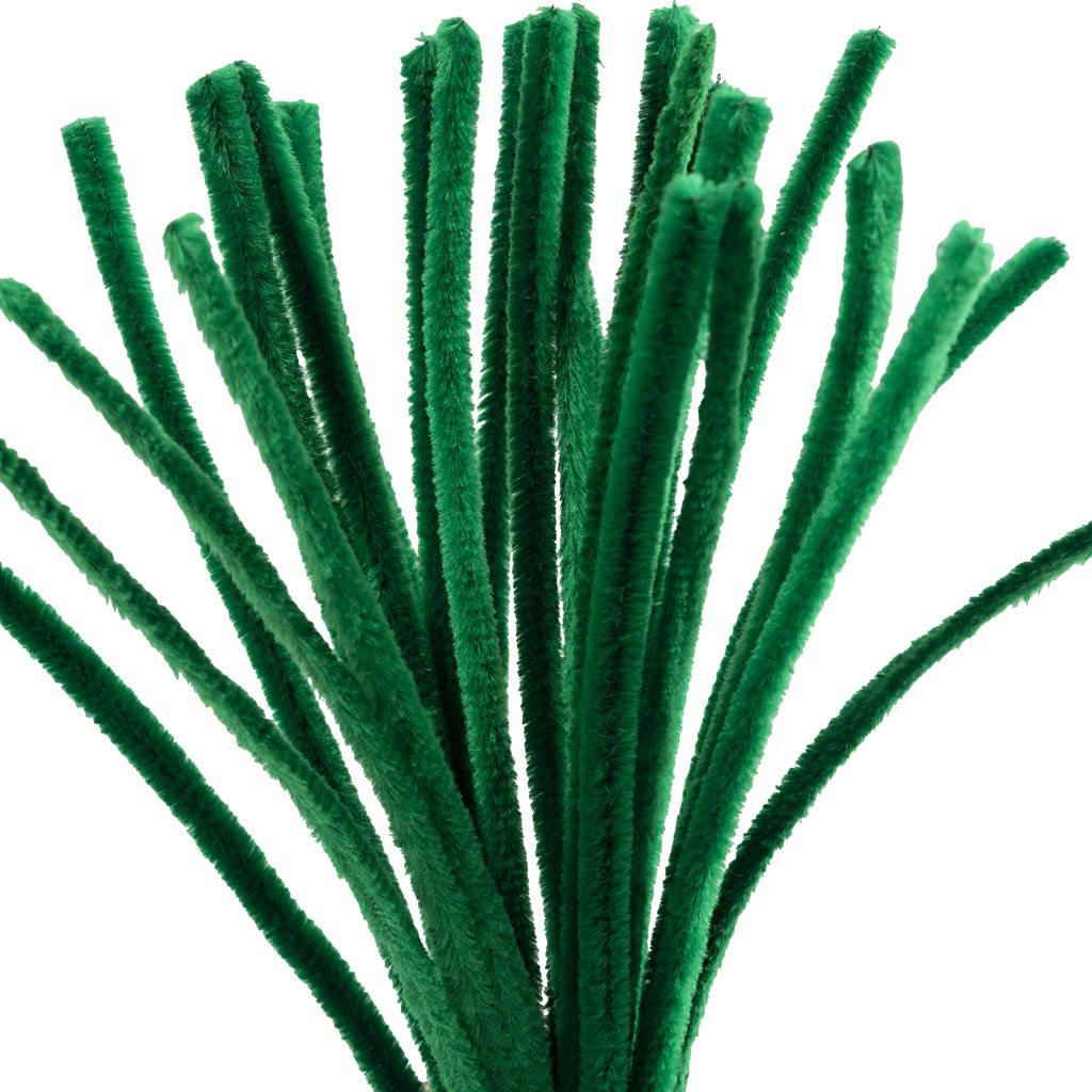 Creativ Company Chenille, L: 30 cm, Stärke 9 mm, dunkelgrün, 25 Stück 1 Box