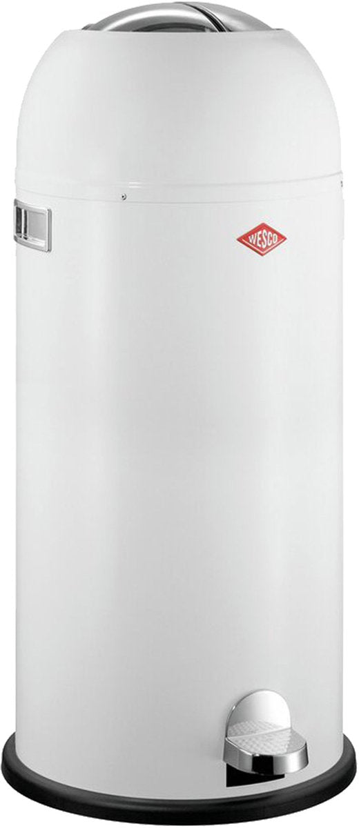 Wesco Kickmaster Maxi-Abfallbehälter | Treteimer | 40 Liter | Metall - weiß | Mülleimer - hergestellt in Deutschland