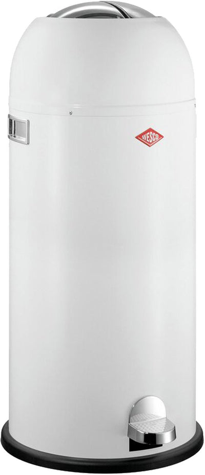 Wesco Kickmaster Maxi-Abfallbehälter | Treteimer | 40 Liter | Metall - weiß | Mülleimer - hergestellt in Deutschland
