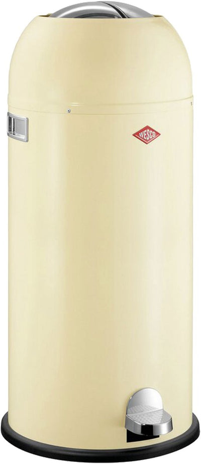 Wesco Kickmaster Maxi-Abfallbehälter | Treteimer | 40 Liter | Metall - Mandel | Mülleimer - hergestellt in Deutschland