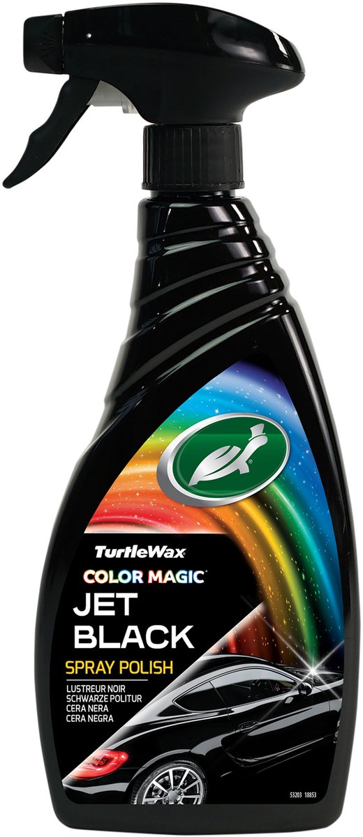 Turtle Wax Hybrid Jet Black Sprühpolitur – entfernt schnell Unebenheiten – für ein schwarzes Endergebnis – hilft, den Glanz zu erhalten – maximaler Schutz durch synthetische Polymere – 500 ml