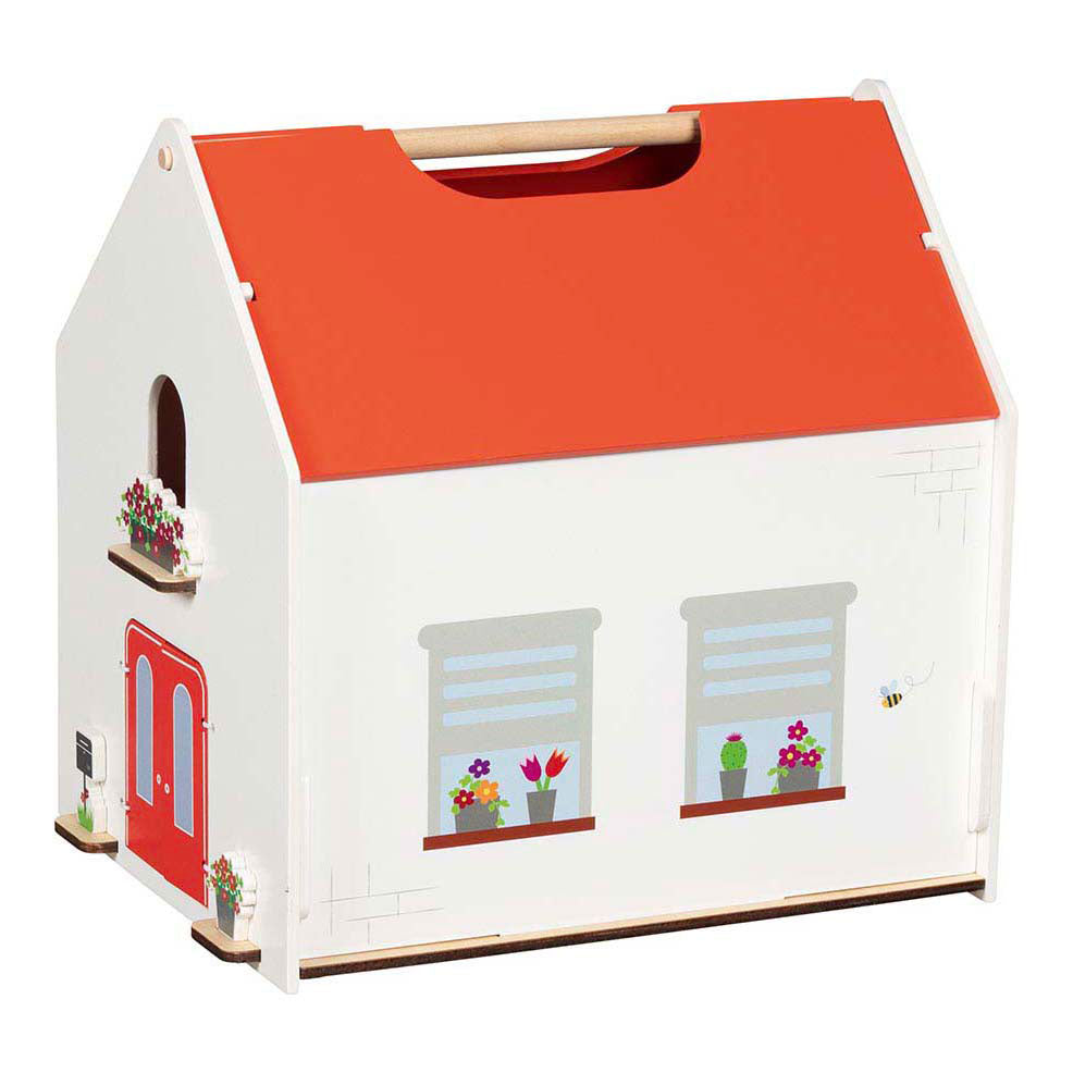 Goki tragbares Puppenhaus aus Holz mit Zubehör