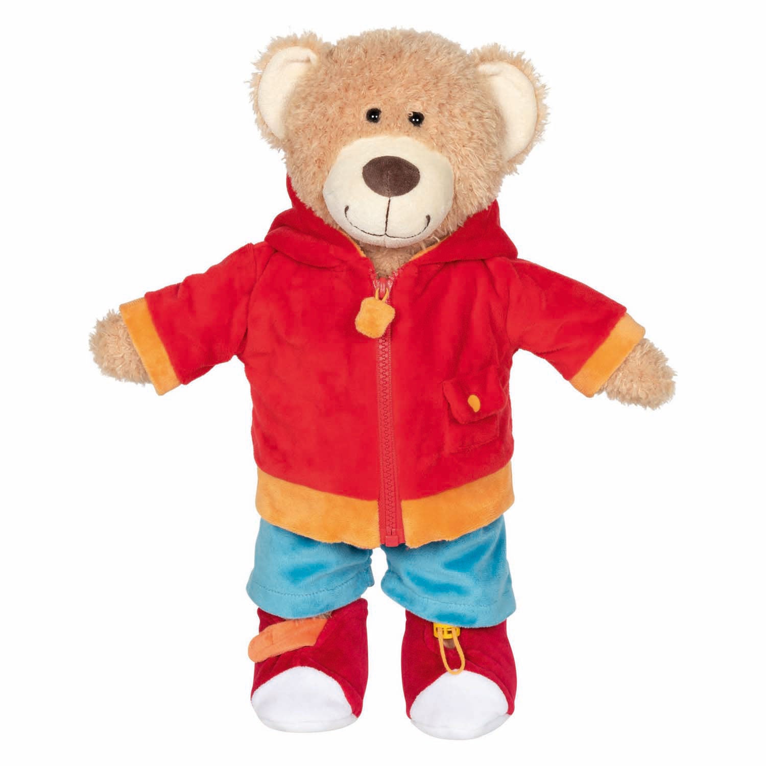 Goki Teddy Moped Kuscheltier zum Anziehen lernen
