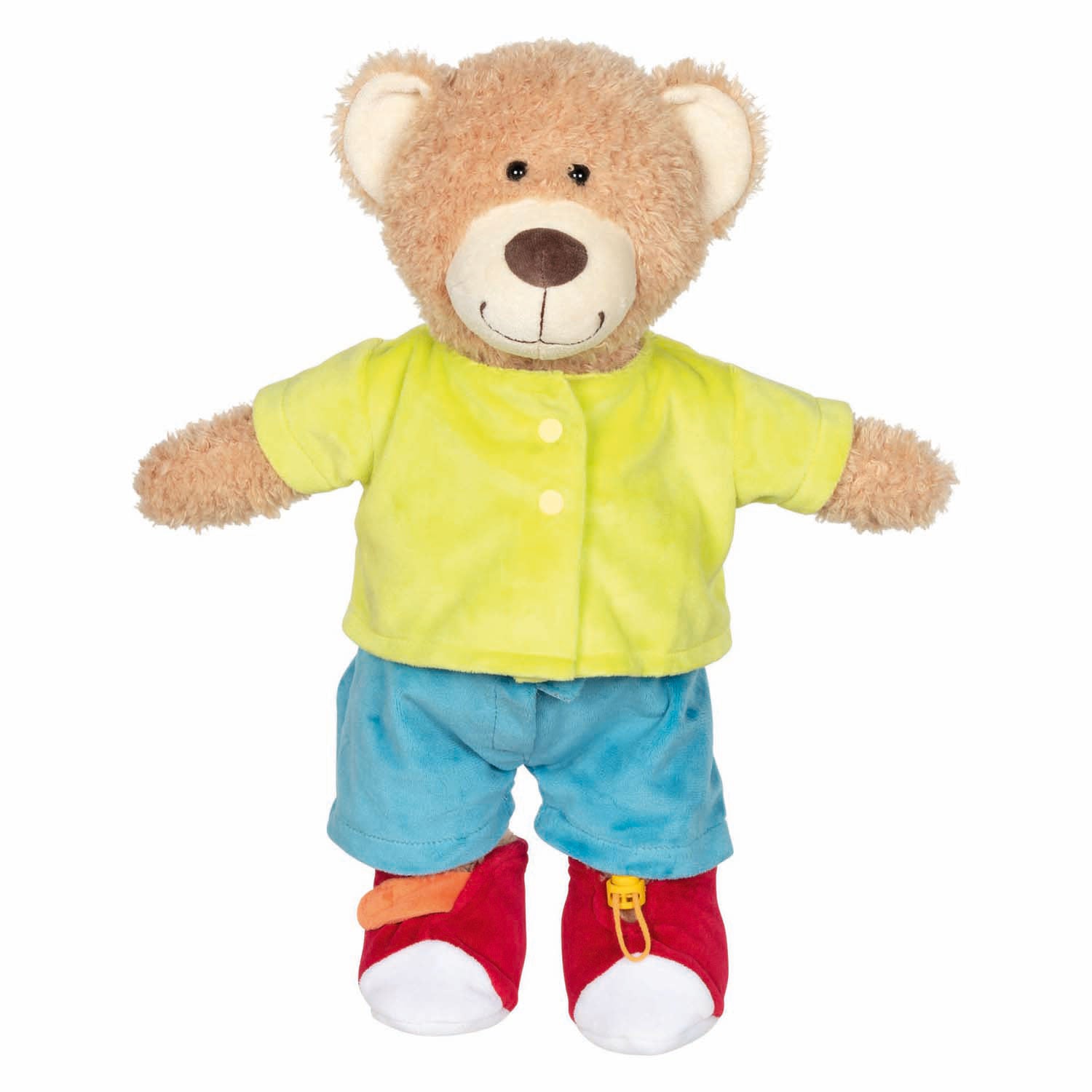 Goki Teddy Moped Kuscheltier zum Anziehen lernen