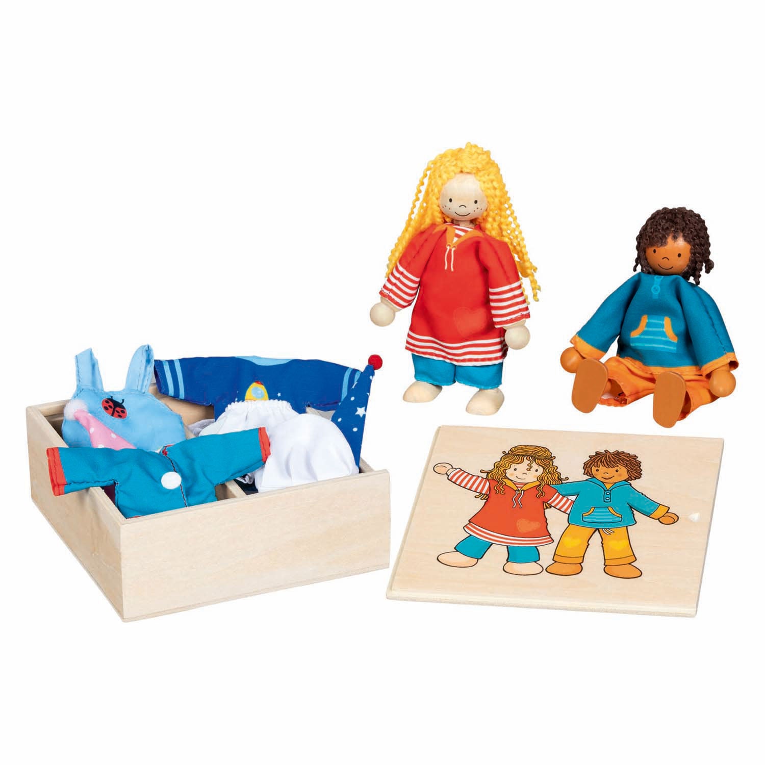 Goki Flexible Puppen Fynja Fabio, 6 Outfits