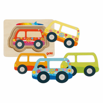 Goki Holzschichten-Puzzleauto, 5-tlg.