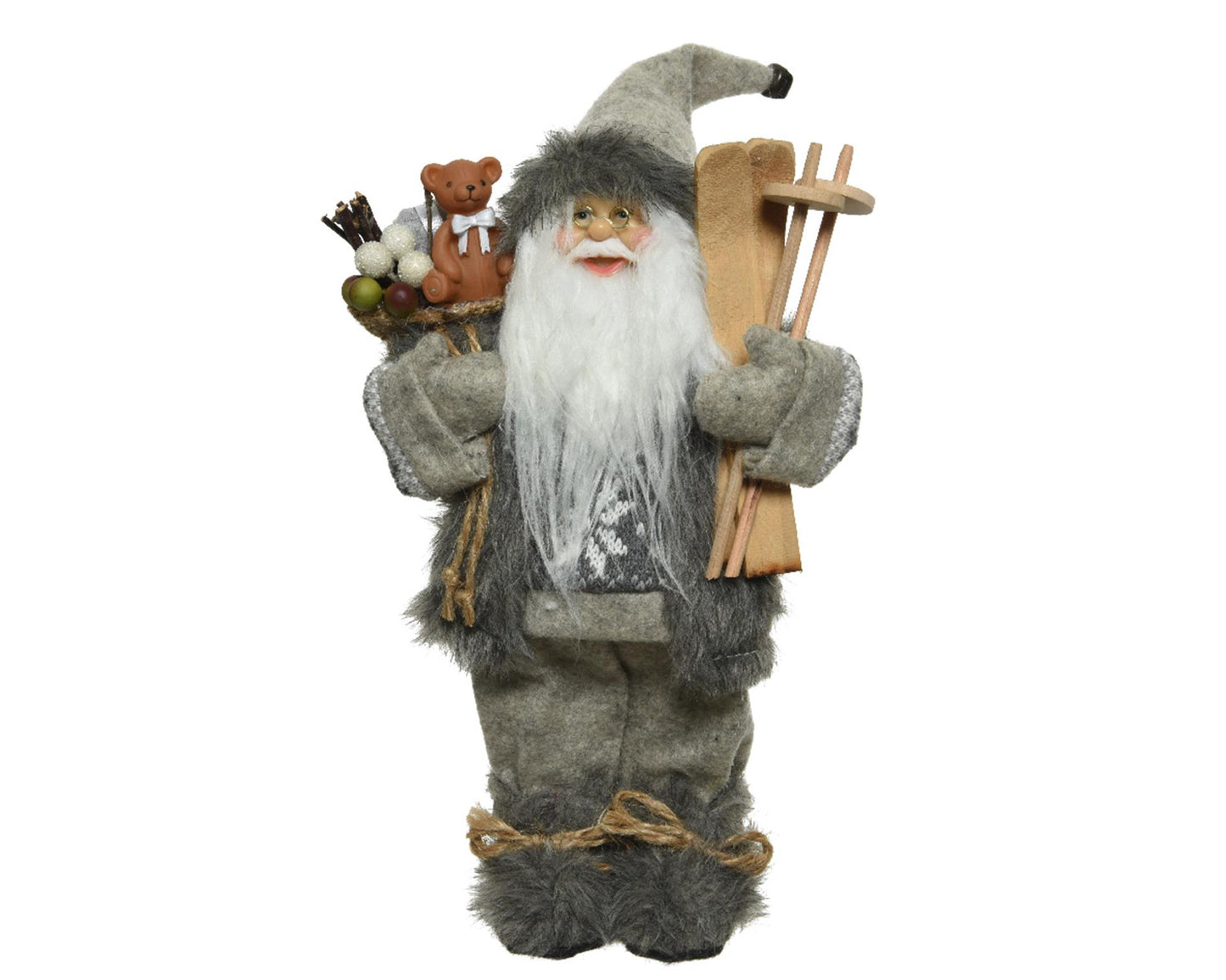Decoris Weihnachtsmann h45cm graues Polyester