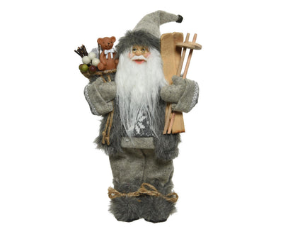 Decoris Weihnachtsmann h45cm graues Polyester