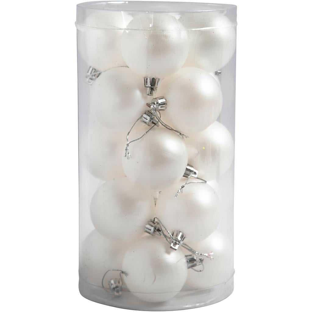 Creativ Company Weihnachtskugeln, D 6 cm, weiß, Perlmutt, 20 Stück 1 Box