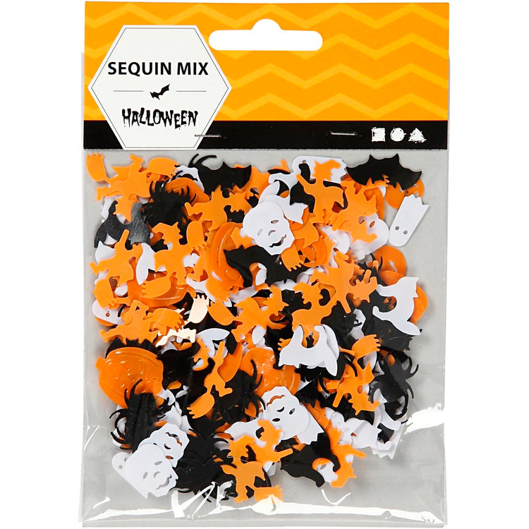Creativ Company Pailletten, Größe 10-20 mm, Schwarz, Orange, Weiß, 15 g 1 Box