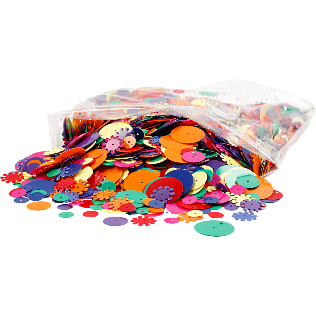 Creativ Company Pailletten, rund, Größe 10-25 mm, verschiedene Farben, 250 gr 1 Box