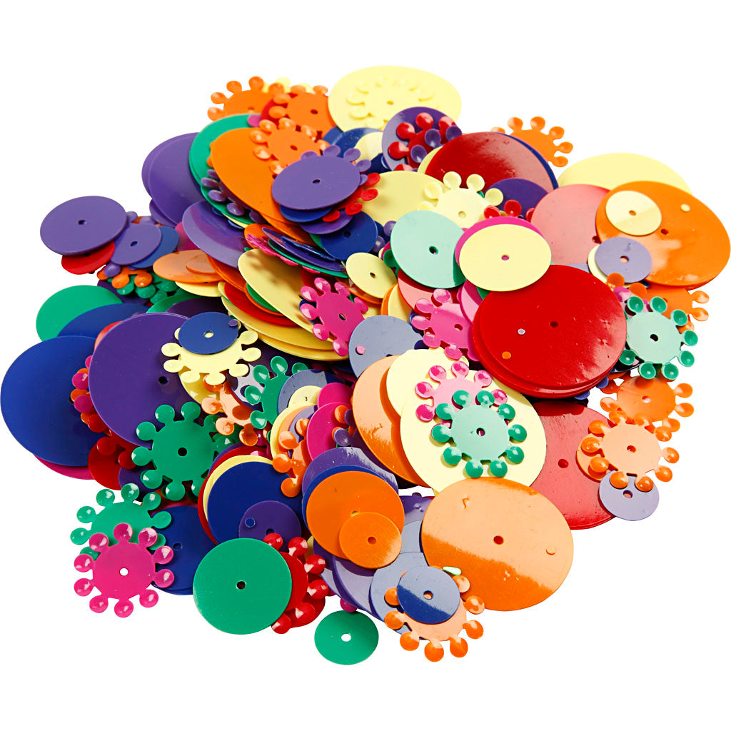 Creativ Company Pailletten, rund, Größe 10-25 mm, verschiedene Farben, 250 gr 1 Box