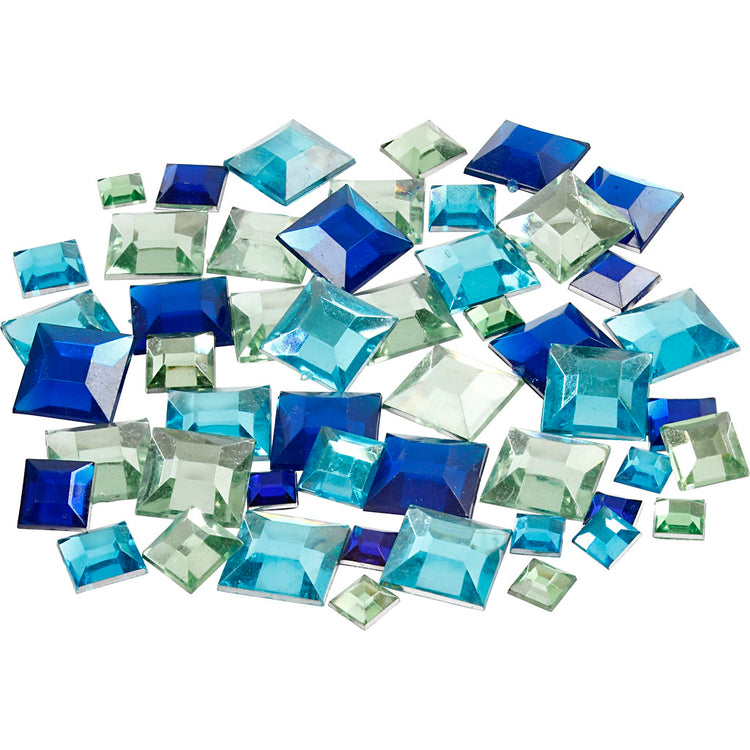 Creativ Company Strasssteine, quadratisch, Größe 6+9+12 mm, Blau-Grün-Harmonie, 360 Stück 1 Box