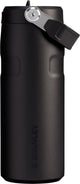 Stanley Flip Straw 2.0 Wasserflasche mit Strohhalm 0,47 l – 10 Stunden kalt – 2 Tage kalt mit Eis – Edelstahl-Trinkflasche – BPA-frei – auslaufsicher – spülmaschinenfest – Schwarz