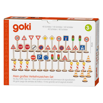 Goki Holz-Verkehrsschild-Set – 40-teilig.