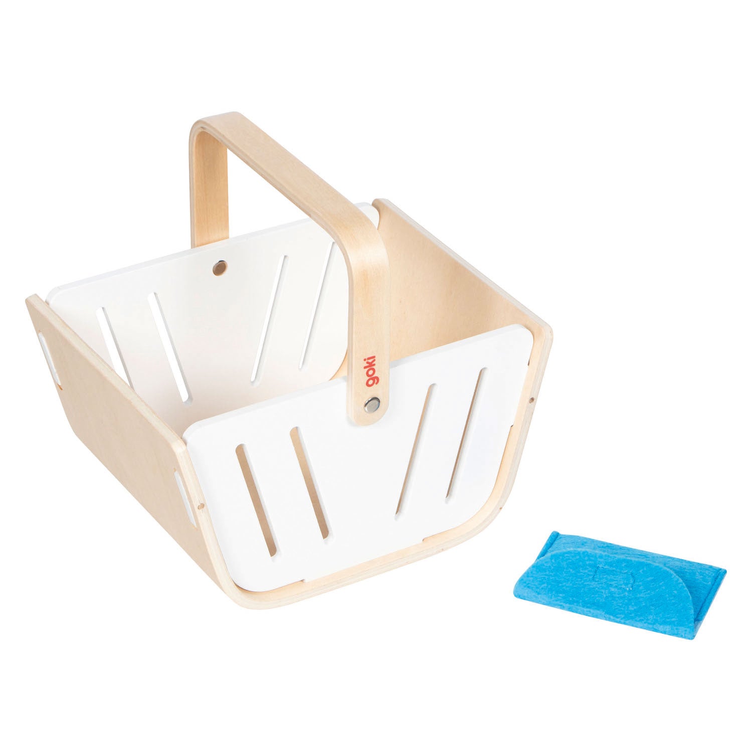 Goki Einkaufskorb aus Holz mit Stofftasche