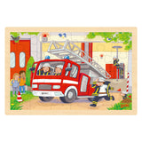 Goki Holzpuzzle - Hubschrauber und Feuerwehrauto - 24 Teile. - afbeelding 3