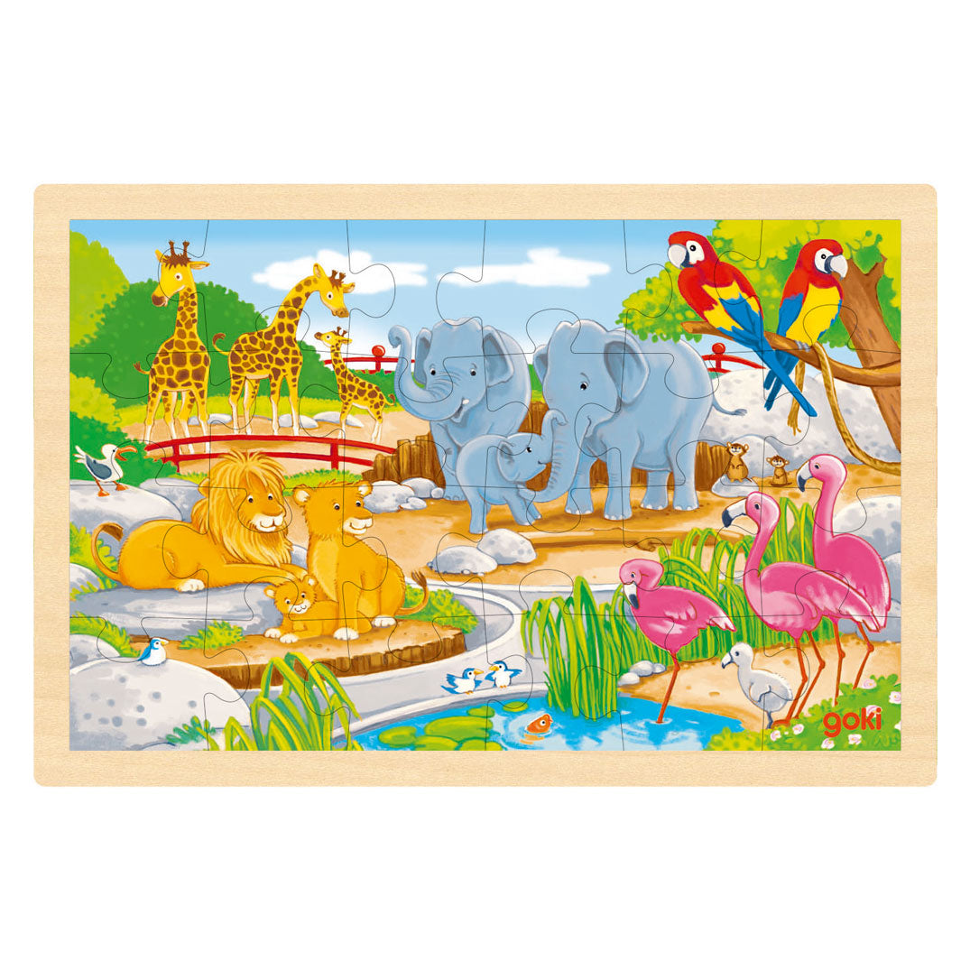 Goki Holzpuzzle - Bauernhof und Zoo - 24 Teile.