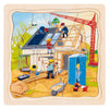 Goki Holz 3-Schichten-Puzzle - Hausbau - 35 Teile.