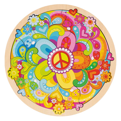 Goki Holzpuzzle Mandala Blumen – 34 Teile.